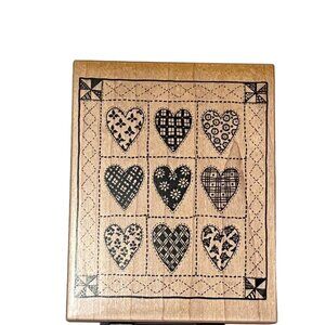 Decorative Heart Quilt Pattern Patchwork blanket Rubber Stamp By‎ PSX 1995 USA